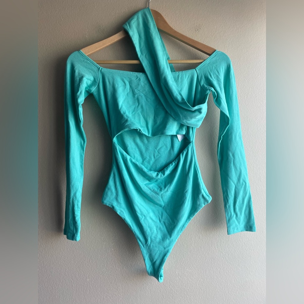 New Naked Wardrobe Green Blue Bodysuit Size Medium